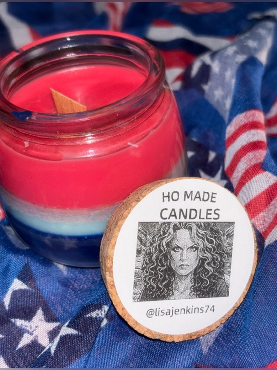 Ho Made Other - HO MADE Patriotic Apple Pie Scented Red, White & Blue Layered Jar Candle